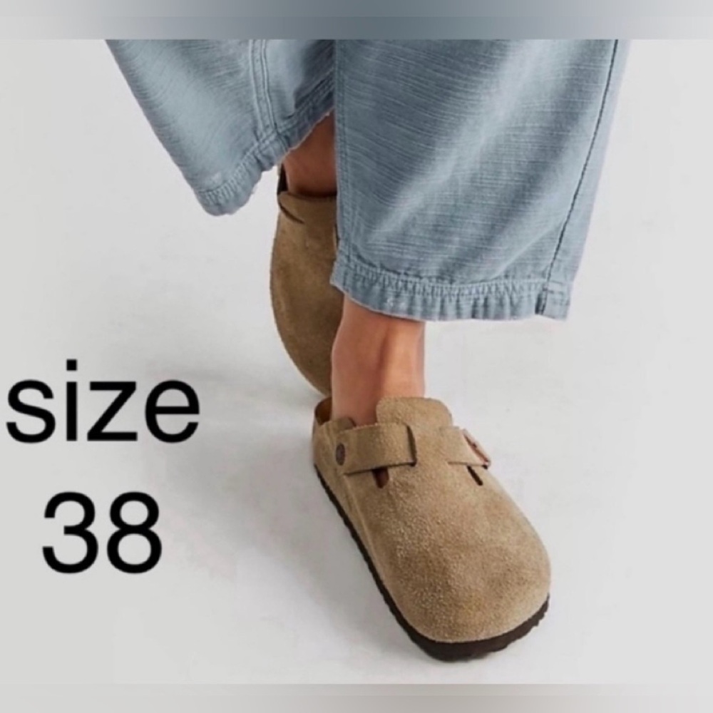 Birkenstock NEW Boston Suede Slip-On Clog in Tan size 38 -authentic NEW